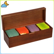 Tea Bag Storage Wood Tea Bag Storage Box Tea Station Organizer 4 Compartment Tea Storage for Tea and