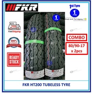 FKR MOTORCYCLE TYRE COMBO HT200 ( BUNGA TT100 ) TUBELESS 80/90-17 x 2 [ TAYAR 2025 ]