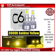 C6 3000K (YELLOW) Headlight Fog light LED (H11,H7,H4,HB4/HB3/H1/H13/H3) Headlamp Bulb (2pcs/1Pair)