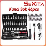 Xylo - SEKITA 46 pcs Car Motorcycle Shock Wrench Set Complete Socket Tool Kit Set Fits Ring