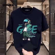 American style cartoon character printed cotton short-sleeved casual Baju Lelaki Wanita men's and wo