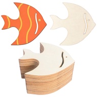 Plywood Card Fish ShapeClear Size 9.4x10cm Sliced Decor Decoration Coloring For Birthday Wedding