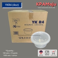 [1000sets/carton] YKR4 (4oz) - Round PP Container, Microwave Safe PP Container with Lid, Yokoko Roun