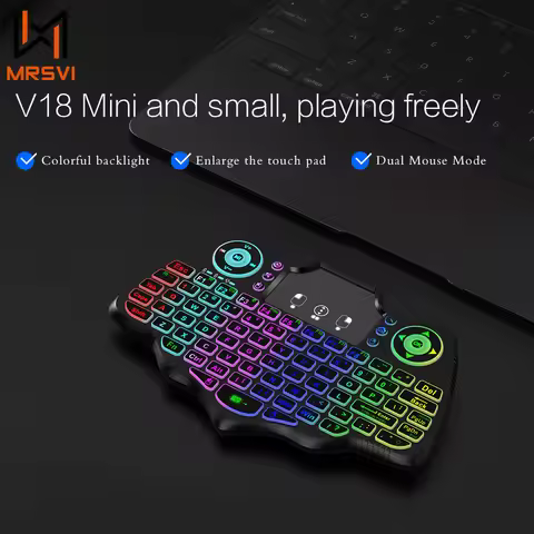 MRSVI V18 Mini Keyboard Backlit Wireless 2.4G&Bluetooth Multi-function Portable Air Mouse Remote Con