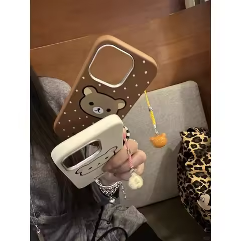 Bear Point Cartoon Grain Leather Soft Phone Case for VIVO Y39 Y38 Y28 Y27 Y36 Y35 Y19S Y22 Y33S Y21 