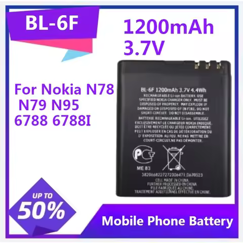 BL-6F Phone Replacement Battery for Nokia N78 N79 N95 6788 6788I BL6F Mobile Phone Battery 1200mAh 3