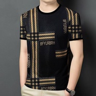 捡漏~高档印花时尚男装2025夏季减龄遮肚短袖T恤男士上衣25.6.3Picking up leaks~High end printed fashionable men's clothing 2025