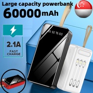 Fast charging power bank with cable portable large capacity 60000mAh battery powerbank 3in1 for type C iPhone micro USB