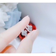 Silver 4-leaf clover with stones - lovely pressed cotton earring