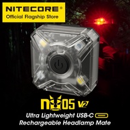NITECORE NU05 V2 Signal Light USB-C Rechargeable Headlamp Trail Running Light Multi-Light Source for Riding Backpack Walk A Dog