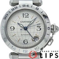 二手卡地亞 Pasha C Meridian GMT 手錶，W31029M7，不鏽鋼，男女通用，銀色，拋光，狀況極佳。