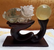 全天然綠幽靈龍龜配黃水晶球擺件
（連相中檀木底座及定制盒）
一套出售