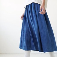 手工藍染 柔軟純棉基本款松緊腰半身裙