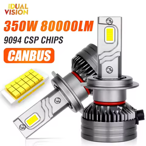 Dualvision 2PCS Car Light H7 H4 H11 LED Headlight 350W High Power H1 HB4 HB3 9005 9006 9012 Turbo Au