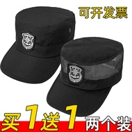 Summer Security Work Cap Mesh Breathable Flat Cap Door Guard Mesh Cap Black Flat Cap Security Cap
