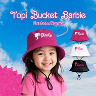 BUCKET HAT EMBROIDERED WITH BARBIE WRITING NAME FOR GIRL'S CUSTOME NAME EMBROIDERY