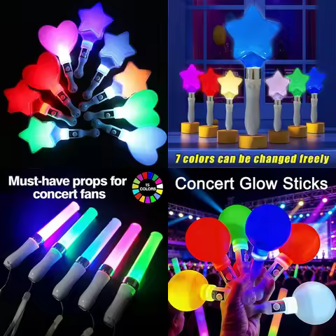 1/2/5/10pc Heart Star Lightstick Kpop Idol Concert Lightstick Glow Stick LED Night Glowing Rods Kpop
