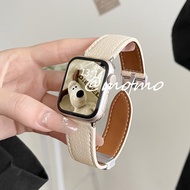 Starlight Color Lychee Leather iWatch Strap For iWatch Series 10 Ultra S9 S8 7 6 SE 5 4 3 2 Original