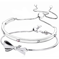 Original Explosion Of Love Brilliant Bow Ball Clasp Adjust Bangle 925 Sterling Silver Bracelet Fit Fashion Bead Charm Jewelry
