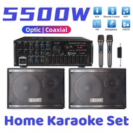 5500W 2.0 CH Karaoke Amplifier 6.5inch Speaker Set With Wireless Mic Amplifier Bluetooth Hifi Syste
