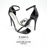 Jojo Bragais Rabiya Black Glossy 4-Inch High Heels | Pageant Heels