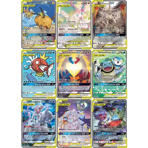9Pcs Pokemon Cards GX Latias Latios Gardevoir Sylveon Magikarp Wailord PTCG Game Collection Elite Tr