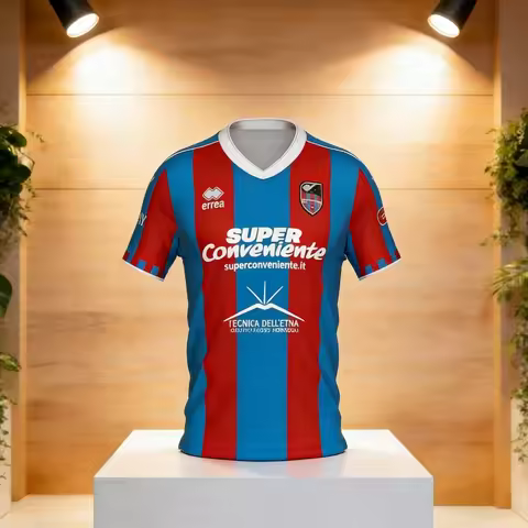 Catania Calcio Soccer Jersey Red Blue Stripes Breathable Sports Tshirt Soccer Jersey Jersey Parent-c