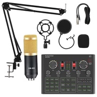 BM800 Condenser Microphone Set With V9X PRO Live Sound Card, For Computer Karaoke Studio Recording S