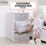 13L/21L Multipurpose Wardrobe Clothes Stackable Plastic Storage Box Drawer Storage Box Underwear Box