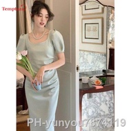 TEMPTAZA Emerald Mint Sage Green Dress - Womens Casual Long Fitted Plus Size Dress Korean Style Form