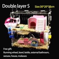 Teekland Hamster House กรงสัตว์เลี้ยงขนาดเล็ก อะคริลิกใส วิลล่าขนาดใหญ่ กรงหนูตะเภาแบบพื้นฐาน ของเล่