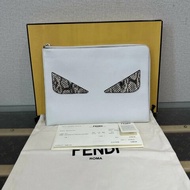 FENDI 白銀蛇皮小怪獸手拿包 30*23 98新配件:盒子塵袋購證