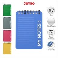 JOYKO My Notes A7 Ruled Notebook Diary Small Lined Notebook Agenda/ Spiral Note Book NB740 NB 740