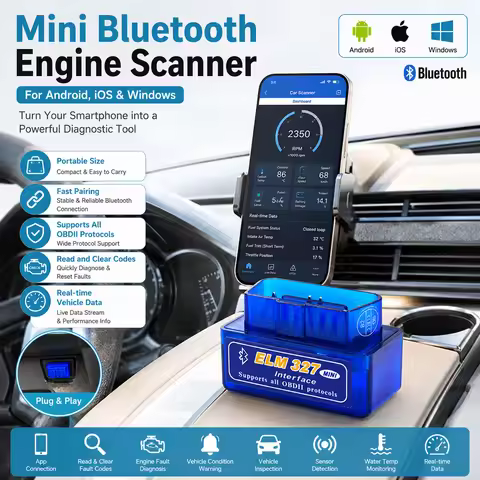 Yitong Mini OBD2 Bluetooth Scanner Car Code Reader Engine Fault Diagnostic Tool 16PIN OBDII for Andr