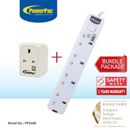 [BUNDLE PACKAGE] PowerPac Extension Socket Extension Cord 4 Way 2 Meter + 3Way Multi Adaptor  (PP468