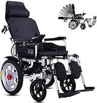 Fashionable Simplicity Wheel Chair Lightweight Foldable Exclusive Electric Wheelchair Portable Brushless Powerful Motors Adjustable Backrest And Joystick With Headrest Scooter (12A) (20A) (Size : 20A