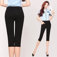 กางเกง7/4เอวสูงบางสำหรับผู้หญิง S-6XL กางเกงผู้หญิงยางยืดกางเกงสวมกางเกงภายนอกสำหรับฤดูร้อน