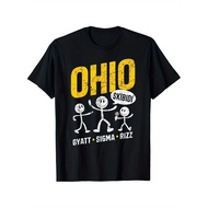 Ohio Skibidi Gyatt Sigma Rizz Funny Birthday T-Shirt - Black Cotton Top Eye-Catching "Ohio" Pattern 