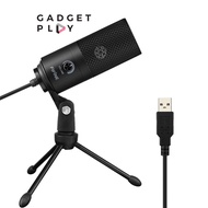 FIFINE K669B ไมโครโฟน USB สำหรับคอมพิวเตอร์ คุณภาพเสียงสูง พร้อมสาย USB แบบ 3 พิน สีดำ ตัวจบสายเริ่ม