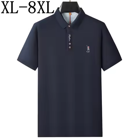 8XL 7XL 6XL 2025 New Summer High End Luxury 100% Cotton Shirts For Men England Style Mens Polo Shirt