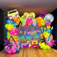 179pcs 80s Music Theme Balloon Arch Kit, With Guitar, Disco Ball, Note, Microphone Polyester Foil Ba