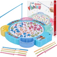Magnetic Fishing Game Toys, Rotating Board Game with Music Including 45 Fishes and 8 Fishing Poles, 