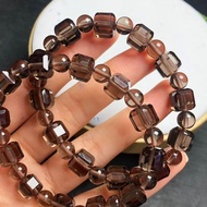 Natural Tea Crystal Cube Sugar Single Ring Bracelet Cube Faceted Men Women Style Carved Cube Sugar