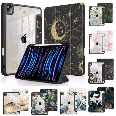 Moons and Stars iPad case Shockproof Cover Clear Transparent Back Shell Fit for iPad 10th 2022 Pro 1