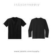 Adult Plain Black Cotton T-shirt / Microfiber Jersey - Baju Jersi Dewasa Kosong Hitam - Short Long Sleeve Plus