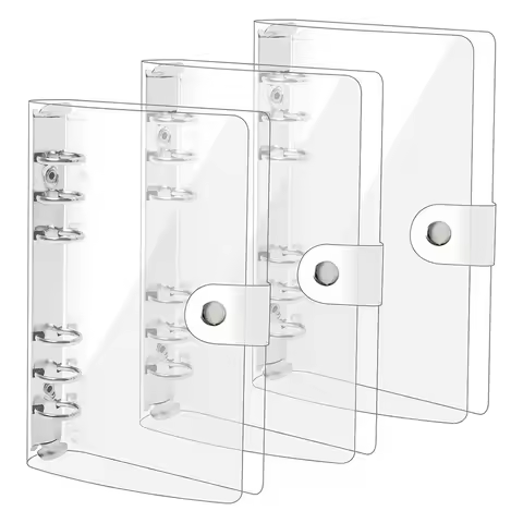 CYL-3 Pack A6 Transparent Soft PVC 6 Ring Binder Cover Clear Binder Notebook Cover A6 Binder for Ref