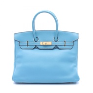 【二手】愛馬仕 Birkin 35 手提包，牛仔藍皮革，女士款，二手