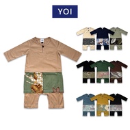 YOI Boy Infant Romper Baju Melayu Kurung Telok Belangah Malay Batik Samping