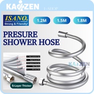ISANO Pressure Shower Hose Rubber Flexible PVC Shower Hose Silver For Bathroom Shower Head 1/2" (1.2