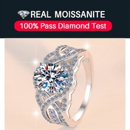 Real Moissanite Ring,2ct Oval Moissanite Engagement Ring S925 Sterling Silver,Non Tarnish Hypoallerg